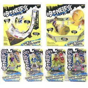 Boneless Super Charged Skater Figures With Skateboard Ramp & Park Set 6 Pack Lot